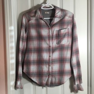 HOLLISTER Co. Women's Long Sleeve Plaid Button Dow